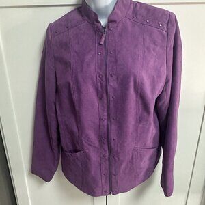 Tanjay Women's Purple Suede Blazer Size Small/Medium Zipper Closure Workplace